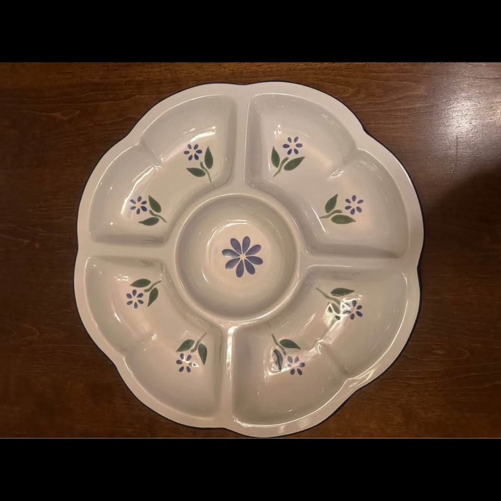 Pfaltzgraff Cloverhill Floral divided serving dish